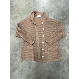 Fresh produce‎ vintage waffle knit cardigan buttons beige large
